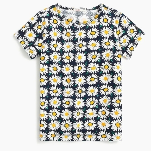 J.Crew Crewcuts Daisies Flowers Girl Shirt Short Sleeves Size 6-7 - Picture 1 of 4